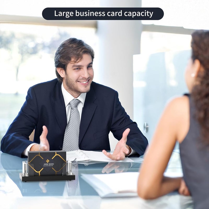 EMOMAS Acrylic Business Card Holder for Desk,Business Card Stand,Clear Business Card Display,Desk Business Card Holders,Business Card Display Stand,Acrylic Business Card Holder Display,Black 2 Pcs - Image 5